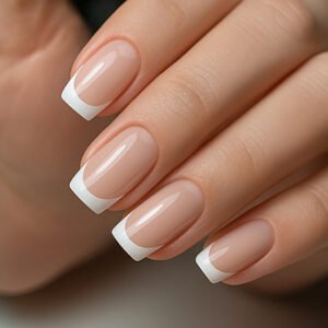 - “Tırnak eğitimi sırasında uygulanan Fransız manikür tekniği”